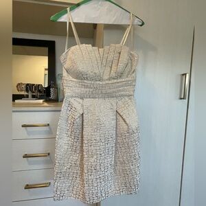 Max & Cleo Gold Strapless Dress